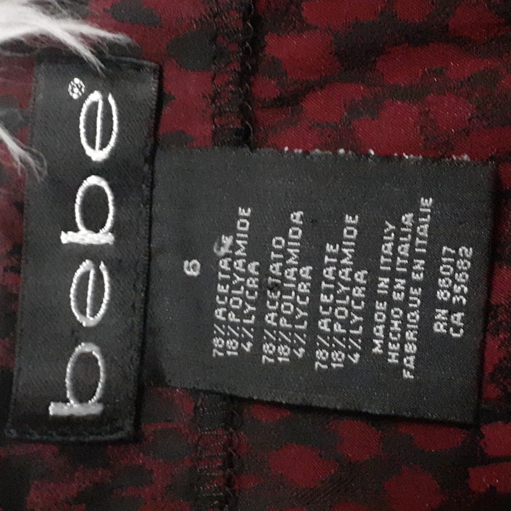 Y2K Bebe Red and Black Leopard Midi Skirt Size 6 - Picture 2 of 8